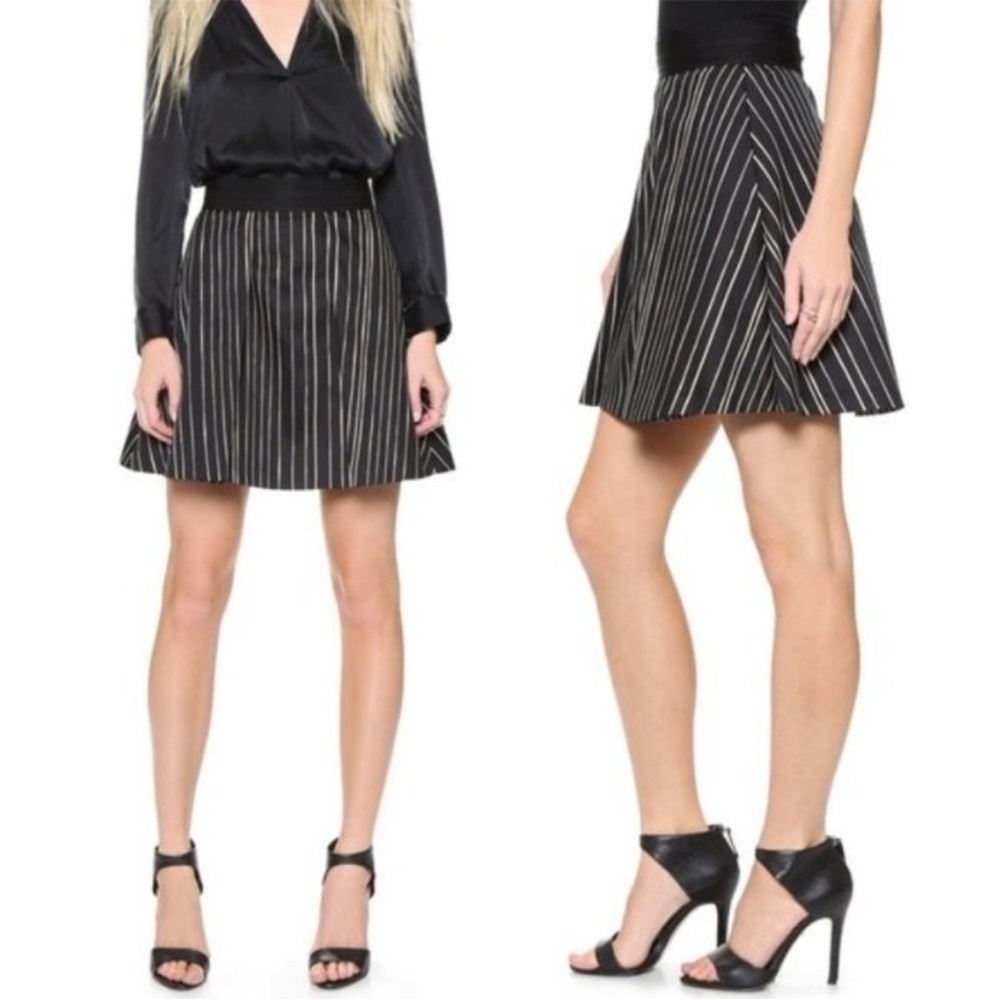 Alice + Olivia Skirt Size 4 Black Pleated A Line Work Academia
